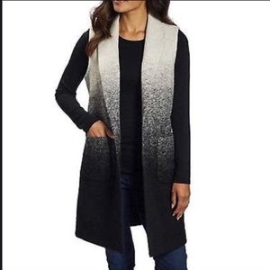 Long black white grey wool vest